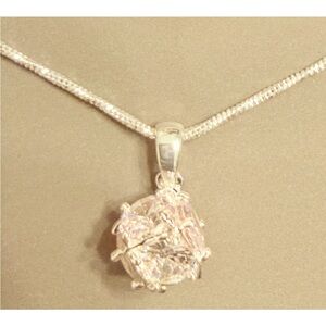 “Macy Dora Cube CZ Pendant Necklace | Adjustable Silver Tone Crystal Necklace”